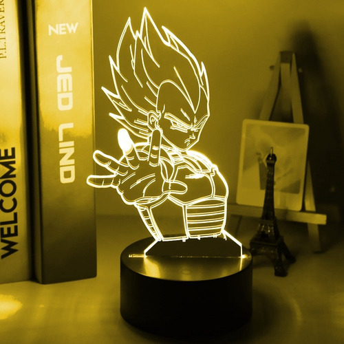 Anime Drogan Ball Vegeta Figura Led Luz De Noche 3d