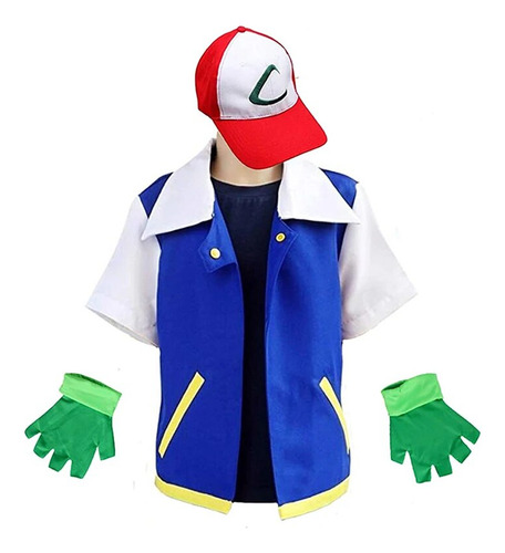 Disfraz De Cosplay De Ash Ketchum Para Hombre Y Niña