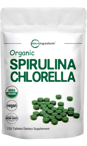 Clorella Y Espirulina Orgánica 3000mg, 720 Tabletas