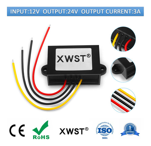 Conversor De Energia Xwst Dc 12v Para 24v 3a 72w Impermeável
