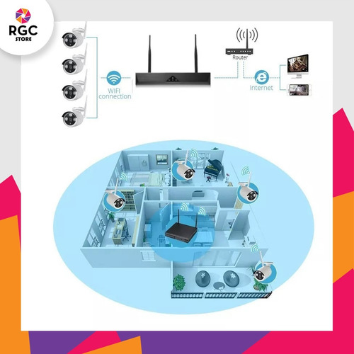 Kit Seguridad 4 Camaras Inalambrico Hd Nvr Wifi Cctv Monitoreo Vigilancia