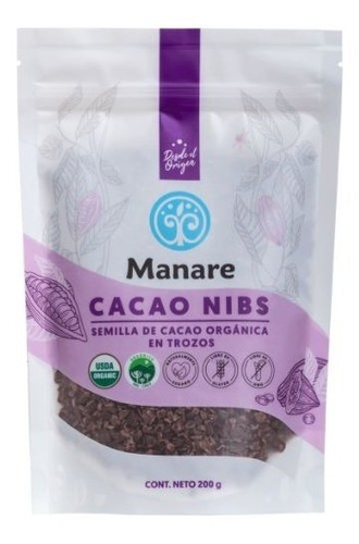 Cacao Nibs Orgánico 200g - Granos Cacao - Manare