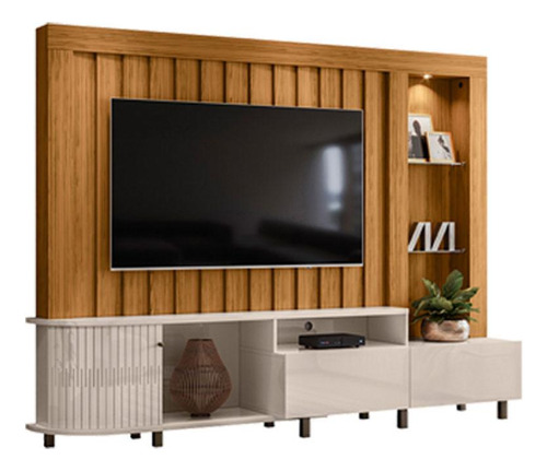 Estante Home Theater Le Mans Naturale Off White Madetec