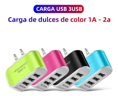Cargador De 3 Puertos Con Usb Led Multifuncional
