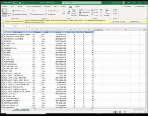 Base De Datos En Exel 22 Mil Productos De Abarrotes