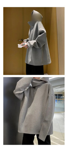 Sudadera Con Capucha Holgada Y Cuello Alto Para Hombre