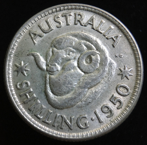 Australia, Jorge Vl, Shilling, 1950. Plata Casi Sin Circular