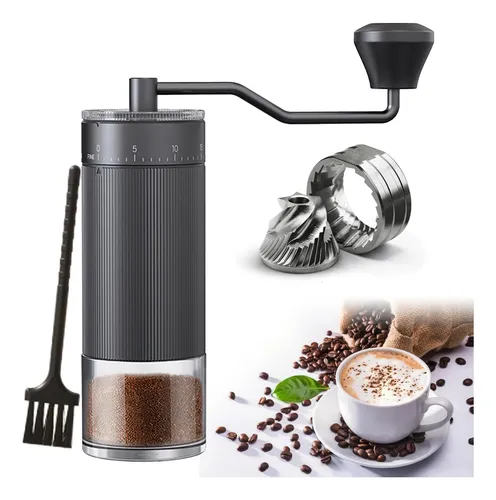 Moedor De Cafe Manual Inox Commanivela Giratoria Moer Graos Preto