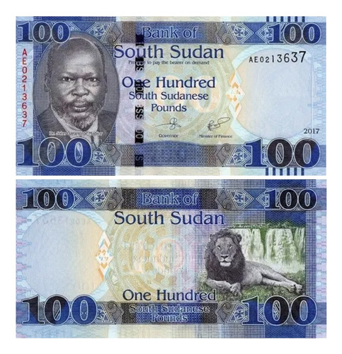 Grr-billete De Sudán Del Sur 100 Pounds 2017 - Leones