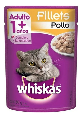Alimento Para Gato Whiskas Filetes Pollo Adulto 85 G