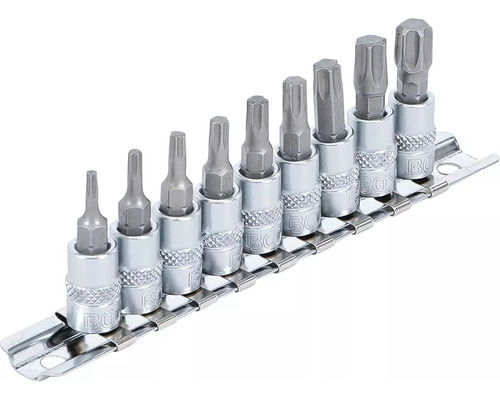 Kit De 9 Dados Punta Torx T10 - T50 Cuadro Con Riel 1/4 Bgs