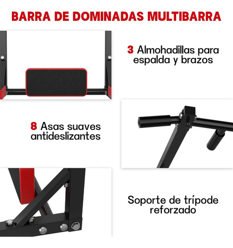 Barra De Ejercicios 8 En 1 Para Pared Gym En Casa Pull Up Negro