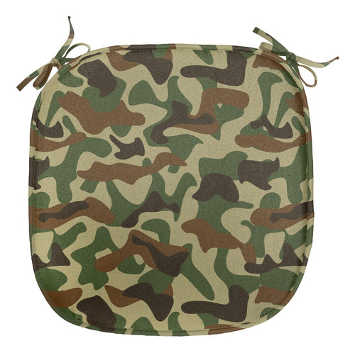 Juego De 2 Cojines De Asiento Camuflaje 40x40 Cm Verde Marró