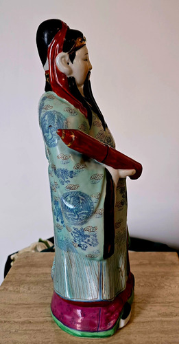 Escultura Porcelana Fu Xing, Dios De La Fortuna (Usado)