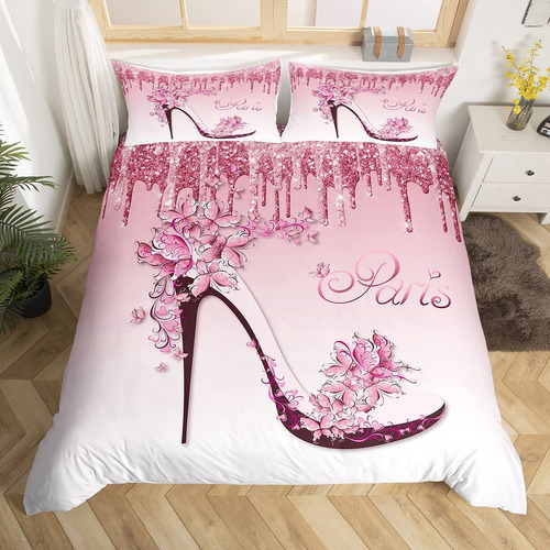 Juego De Ropa De Cama Rosa Femenina Tamaño Matrimonial, Fu.