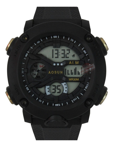 Reloj Digital Para Hombre Militar Sport Sumergible Led Correa Negro