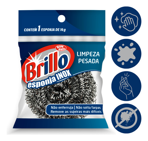 Esponja Inox Limpeza Pesada Brillo Bombril Nao Enferruja