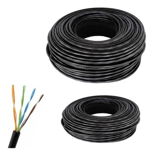 Imagen 3 de 5 de Cable Rollo 150mts 150m Utp Exterior Cat 5e Red Cctv Camara