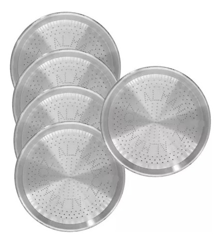 Set X 5 Pizzeras Micro Perforada Aluminio N°35 Molde Pizzera