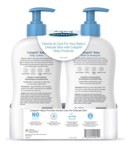 Cetaphil Baby Healthy Skin Kit 2 Shampoo E Loção Corporal Aloe Vera E Óleo De Flores