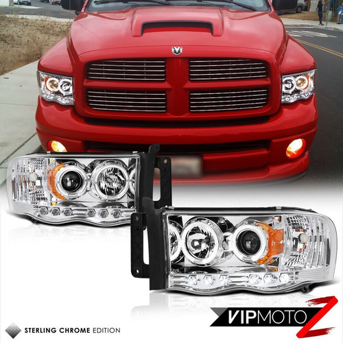 Faros Cromados Led Halo Proyector Dodge Ram 2500 2003-2005