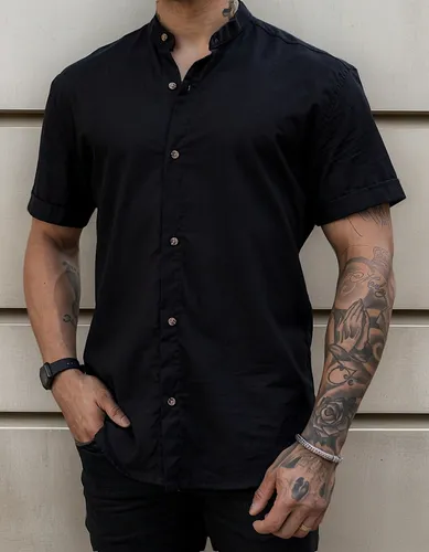 Camisa Manga Curta Gola Padre Masculina Festa Trabalho