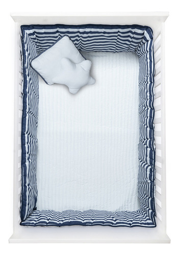Set De Edredón Ultrasoft 4 Piezas Azul Cama Cuna Corral