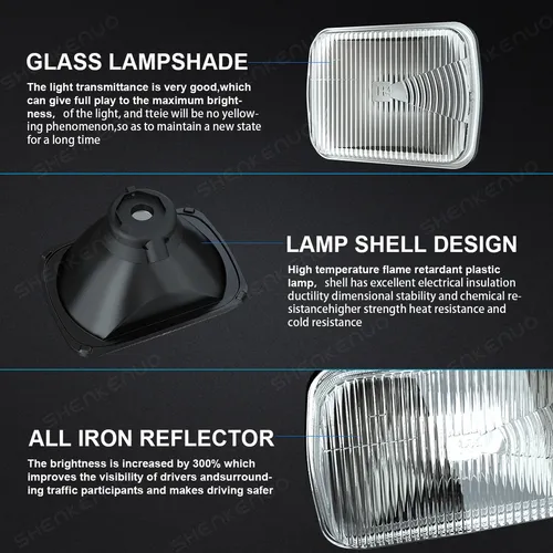 Para Carcasa De Faros Cuadrados De 7 Pulgadas + 9003/h4 Led