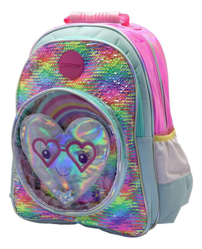 Mochila Cresko Gloss Color Gris Diseño De La Tela Lisa