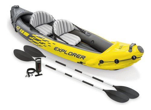 Kayak Intex Bote Inflable 2 Personas + Remo +inflador El Rey