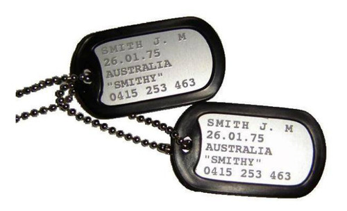 Placas De Identificación Militar Cuello Tag Dog Con Cadena