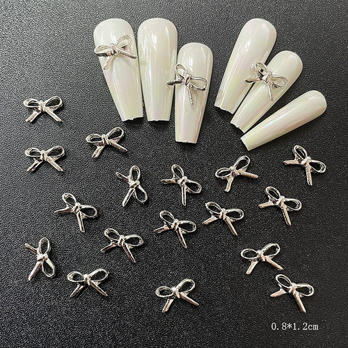 10 Pzs Arte De Uñas 3d Moño Piedras Estilo Francés