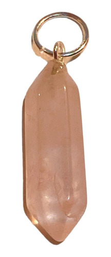 Piedra Cuarzo Rosa Biterminal - Doble Punta Pulida Con Dije 