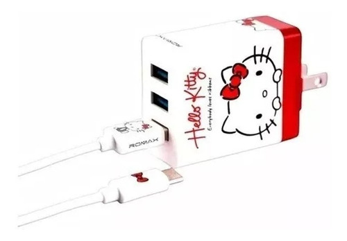 Cargador De Pared 4.2 A 3 Puertos Hello Kitty Blanco