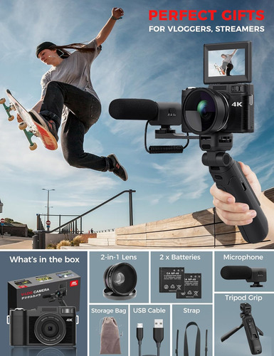 Cámara Digital 4k Con Kit De Accesorios Para Creador, Cámara