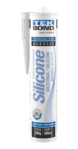 Cola Adesivo Silicone Acético Branco Tubo Tekbond 280g