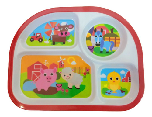 Imagen 3 de 6 de Set Plato Bebe 4 Divisiones Y Bowl Melamina Primeras Comidas