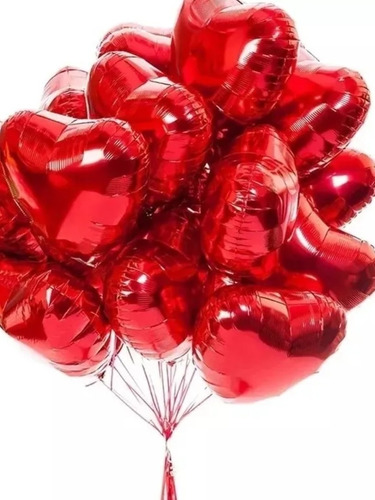 Globos Corazón Con Helio Rojos San Valentin Cotillón Deco 