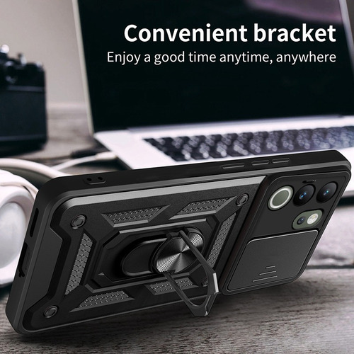 Sa De For Vivo V30 Lite 5g Slide Lens Cover Hard Stand Armor Case
