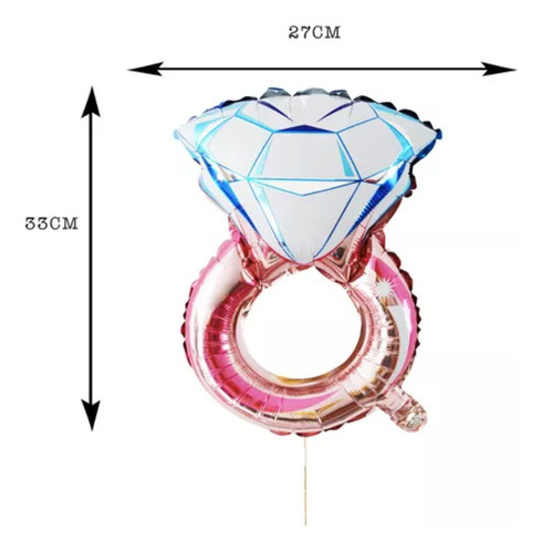 12 Globos Anillo Compromiso Papel Metalizado Boda Despedida Color Blanco con Rosa Anillos