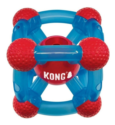Balde dispensador Kong Rewards Tinker Prize 14 cm e 6 furos vermelho/azul