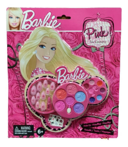 Set De Maquillaje Mediano + Uñas Postizas Original Barbie 