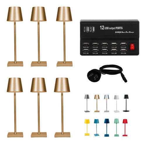 6 Lámparas Led Usb Touch Dimmer Bar + Cargador 12 Puertos