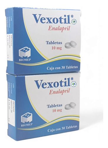 2 Cajas De Vexotil Enalapril 10 Mg C/30 Tabletas Biomep
