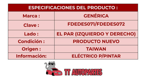 Par Espejo Ford Edge 2007-07-2011-11 Elec P/pintar 3pin Ore
