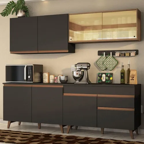 Cocina Integral Reims 2.40m Negro/marrón 01