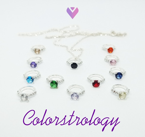 Imagen 2 de 9 de Set Colorstrology Plata Fina .925 Collar 12 Mini Anillos