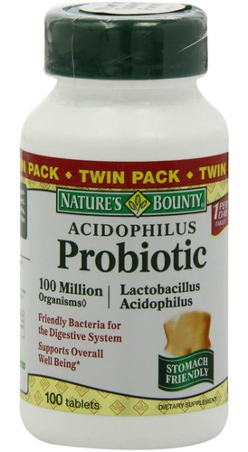 Acidophilus Probiotic 100 Million Nature's Bounty 100 Tablet Sabor Neutro