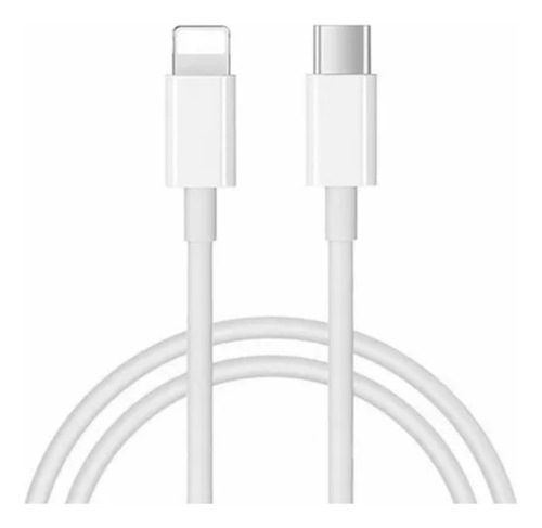 Cable cargador USB-C 2.0 blanco compatible con salida Lightning de iPhone