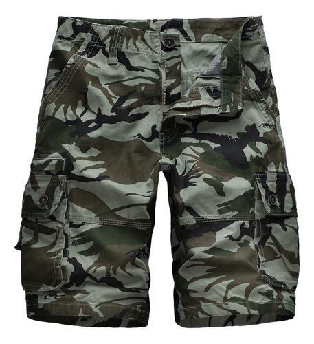 Pantalones Cortos Tipo Cargo De Camuflaje Para Hombre, Panta